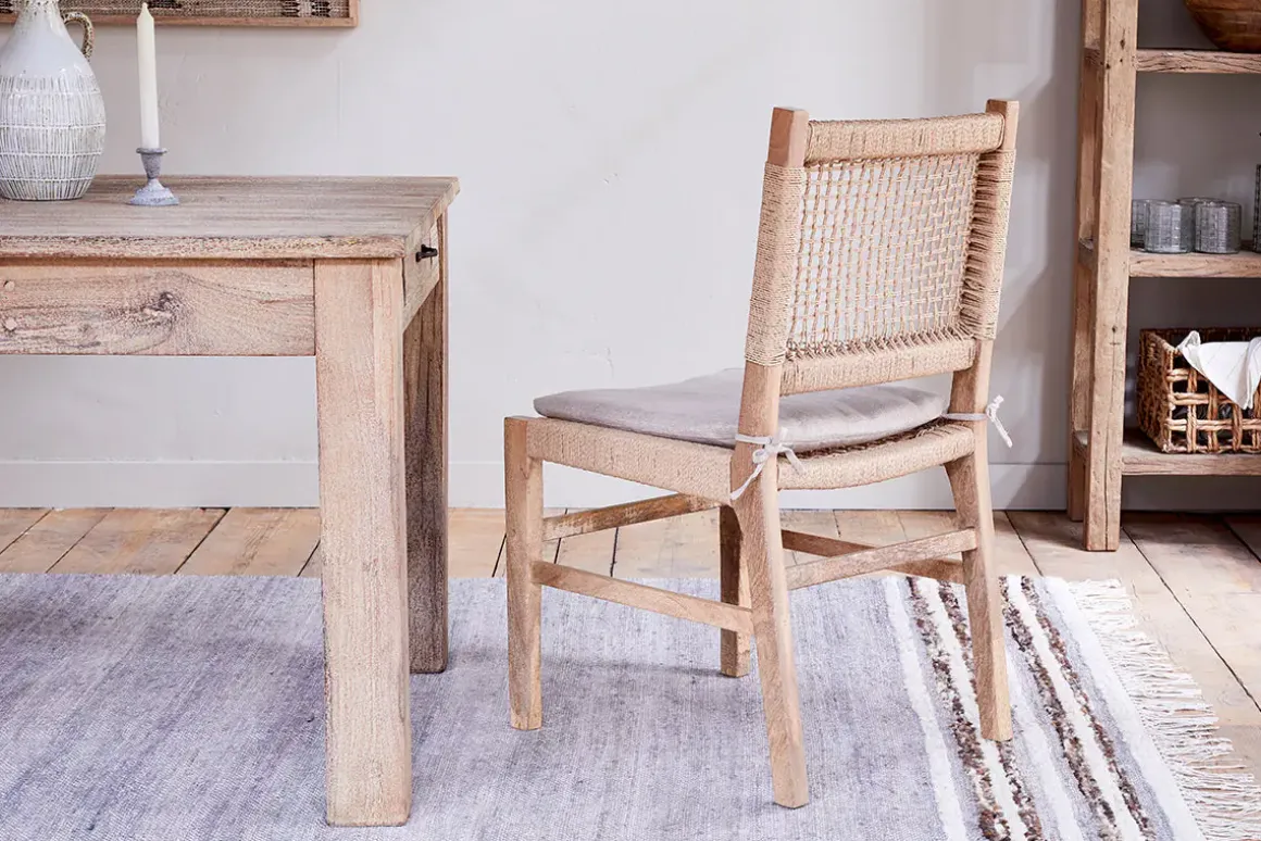 Aamani Mango Wood & Cord Dining Chair - Natural