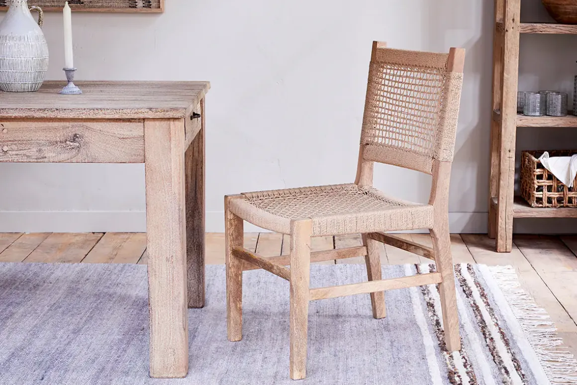 Aamani Mango Wood & Cord Dining Chair - Natural
