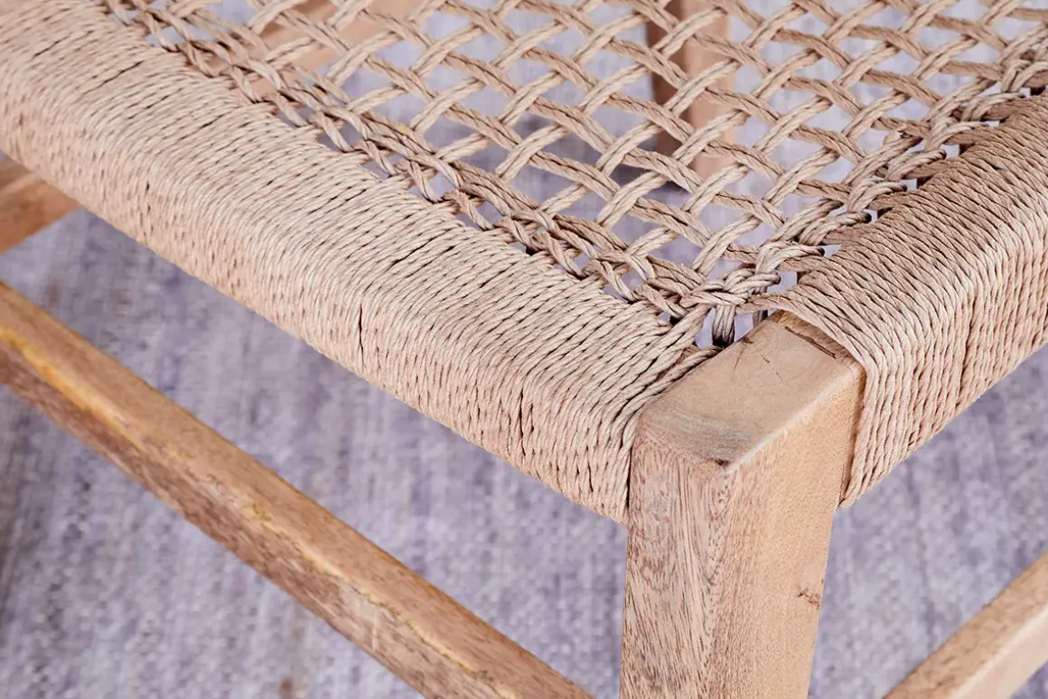 Aamani Mango Wood & Cord Dining Chair - Natural