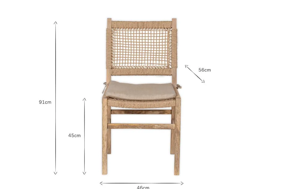 Aamani Mango Wood & Cord Dining Chair - Natural