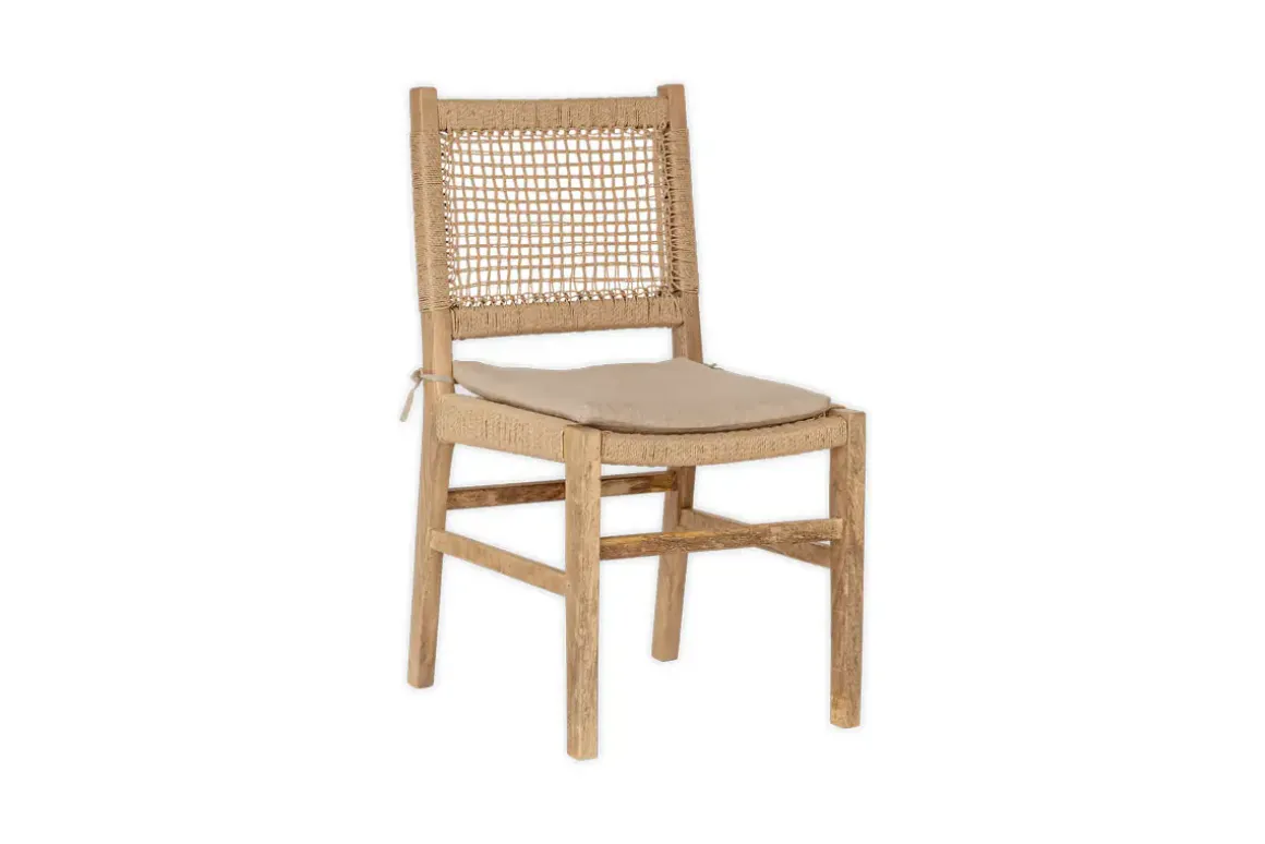 Aamani Mango Wood & Cord Dining Chair - Natural
