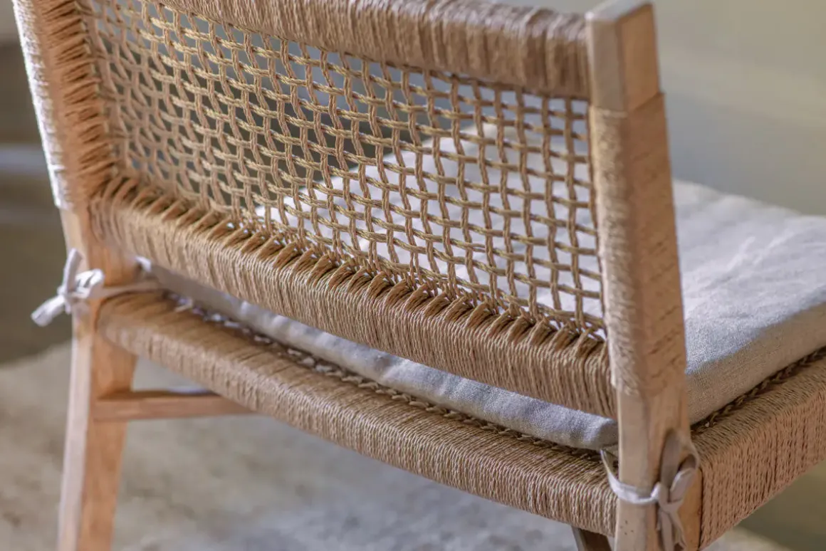 Aamani Mango Wood & Cord Occasional Chair - Natural