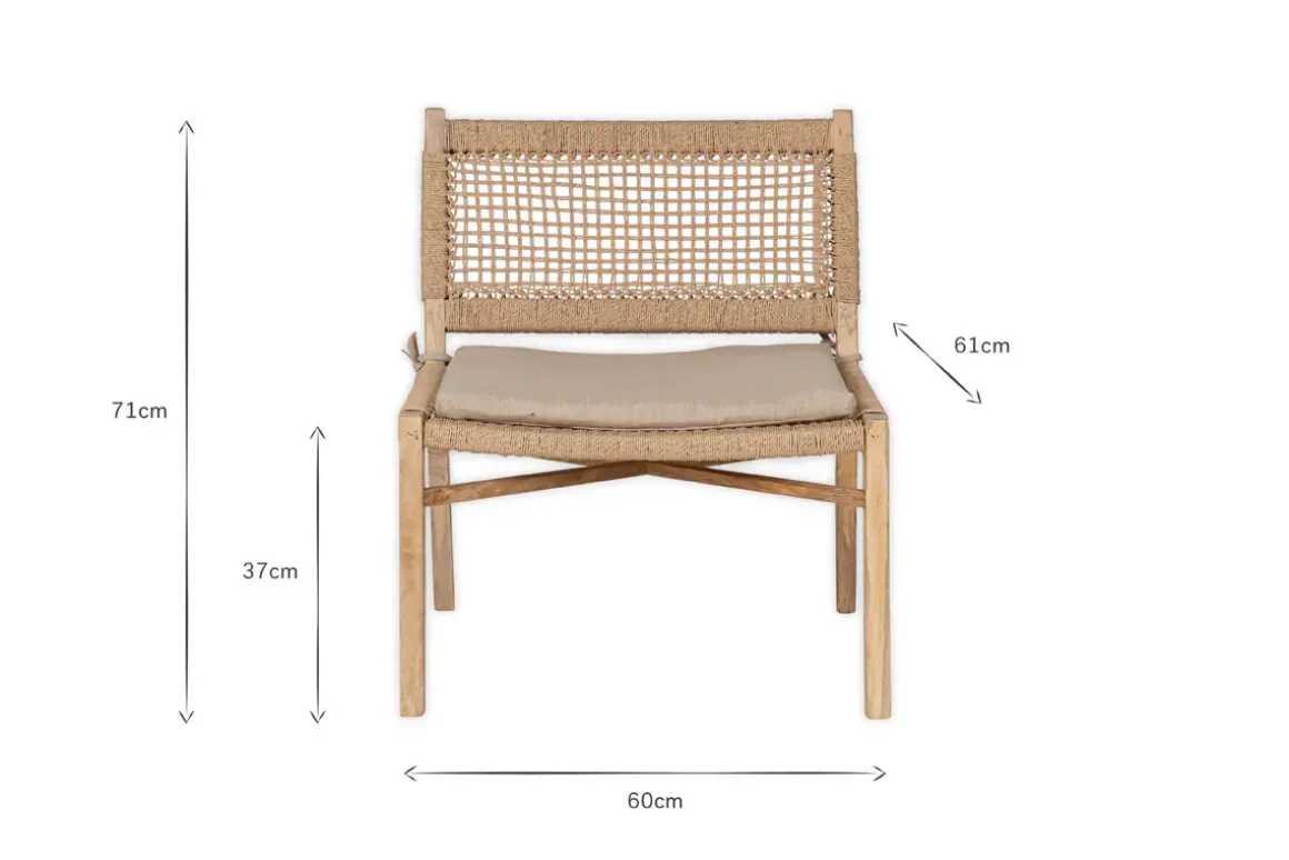 Aamani Mango Wood & Cord Occasional Chair - Natural