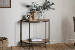 Aasha Mango Wood Half Moon Console Table - Natural