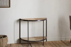 Aasha Mango Wood Half Moon Console Table - Natural