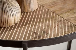 Aasha Mango Wood Half Moon Console Table - Natural