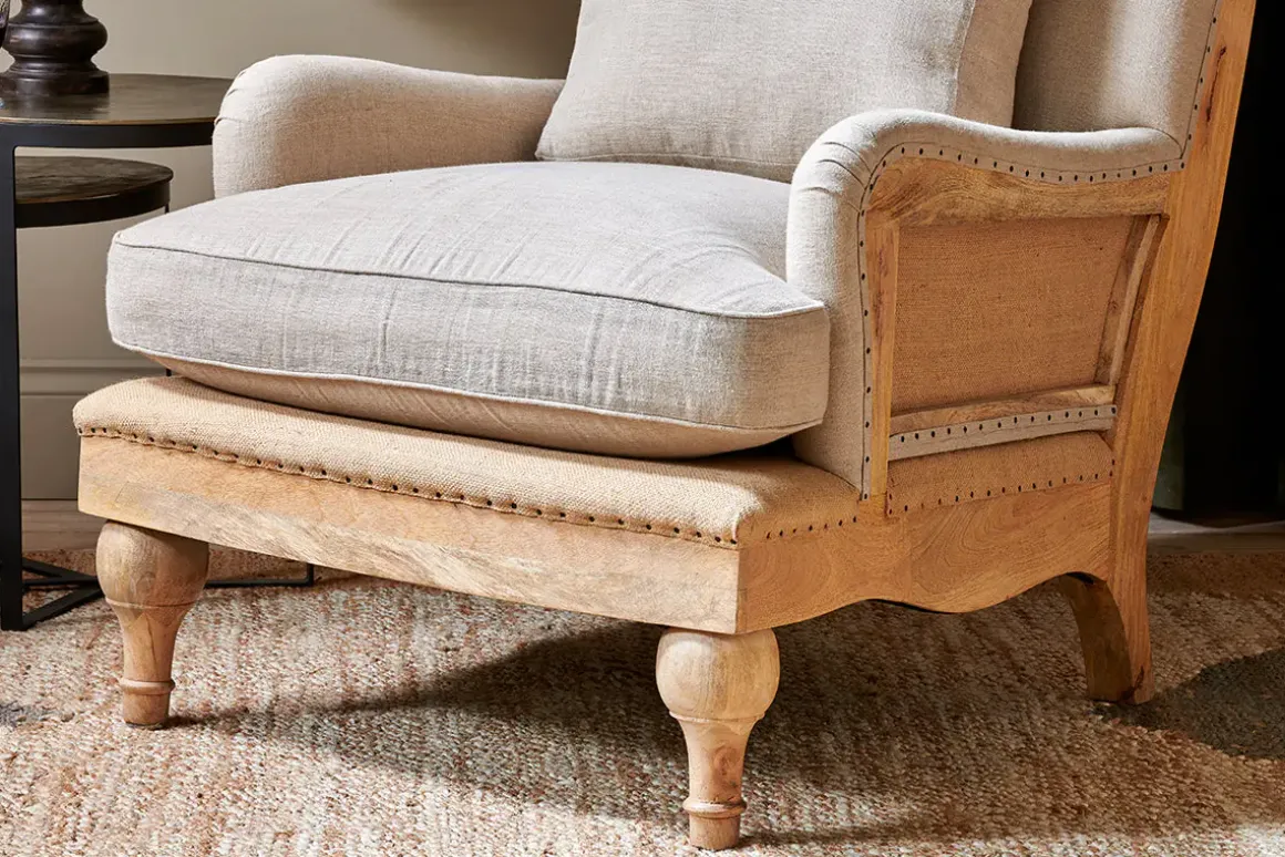 Abe Deconstructed Linen Armchair - Stone