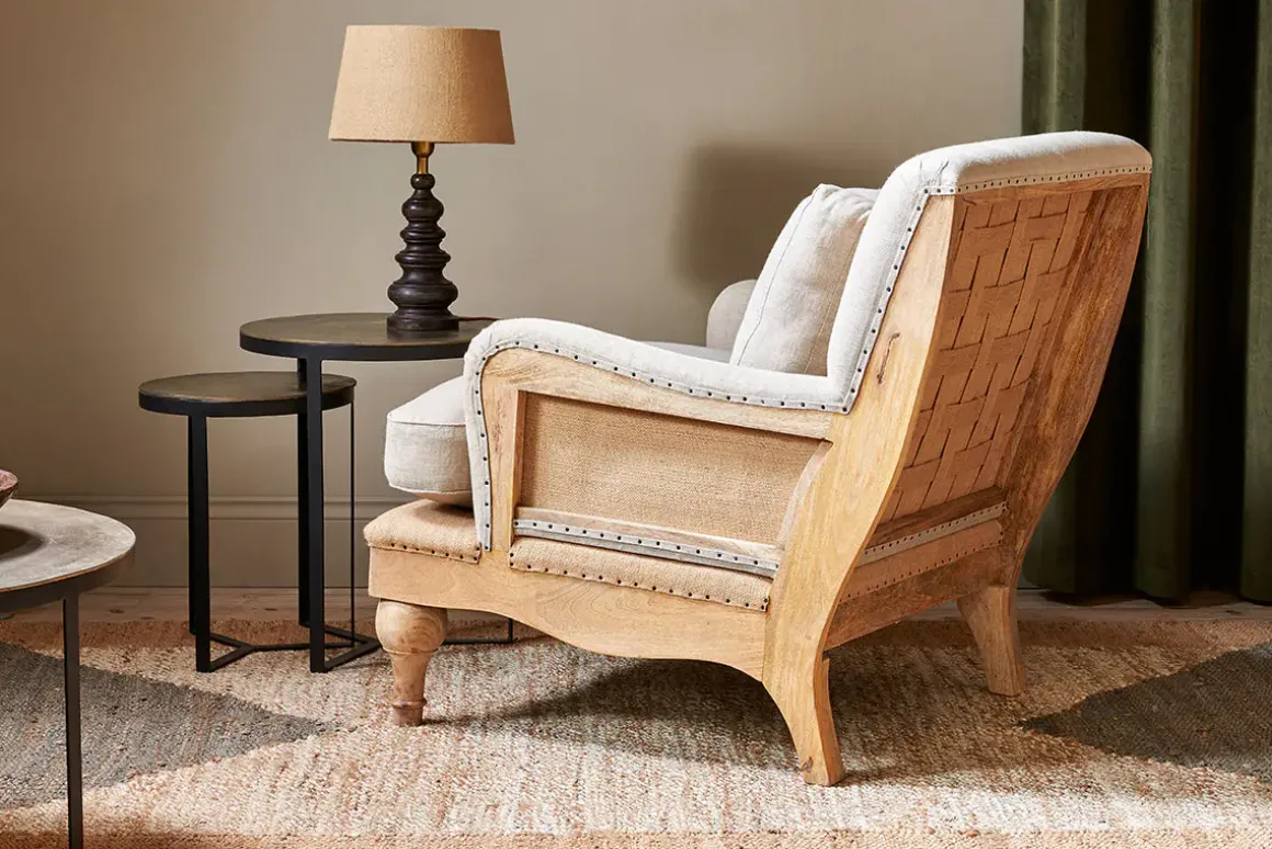 Abe Deconstructed Linen Armchair - Stone