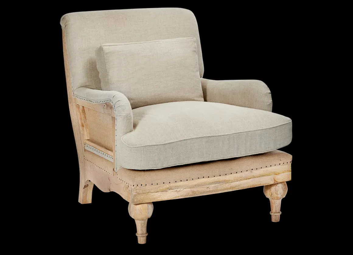 Abe Deconstructed Linen Armchair - Stone