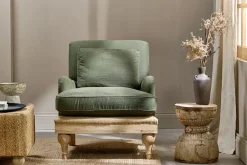 Abe Deconstructed Linen Armchair - Olive
