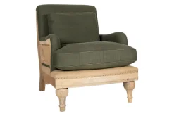Abe Deconstructed Linen Armchair - Olive