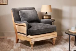 Abe Deconstructed Velvet Armchair - Moss