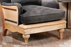 Abe Deconstructed Velvet Armchair - Moss