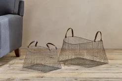 Adah Iron Baskets - Brown (Set of 2)