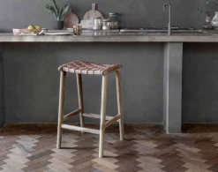 Adembi Woven Leather Counter Stool