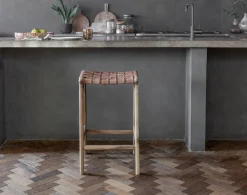 Adembi Woven Leather Counter Stool