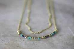 Aja Lolite, Labradorite And Chalcedony Necklace