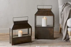 Akoko Wide Lantern - Brown Patina