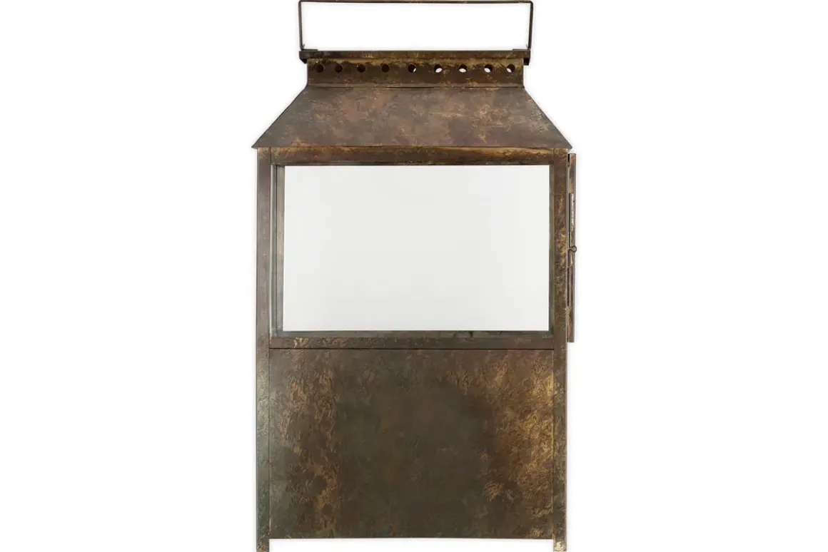 Akoko Wide Lantern - Brown Patina