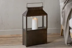 Akoko Wide Lantern - Brown Patina