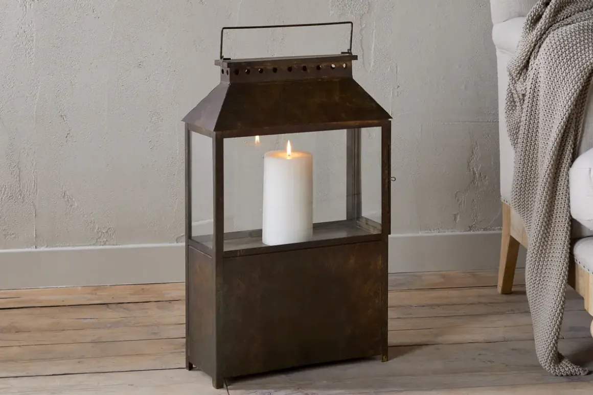 Akoko Wide Lantern - Brown Patina