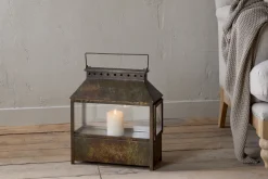 Akoko Wide Lantern - Brown Patina