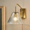 Akoli Glass Wall Lamp - Clear & Antique Brass