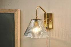 Akoli Glass Wall Lamp - Clear & Antique Brass