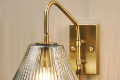 Akoli Glass Wall Lamp - Clear & Antique Brass