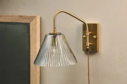 Akoli Glass Wall Lamp - Clear & Antique Brass