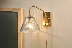 Akoli Glass Wall Lamp - Clear & Antique Brass