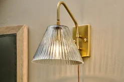 Akoli Glass Wall Lamp - Clear & Antique Brass