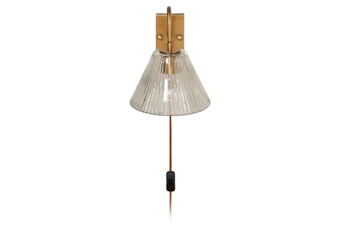 Akoli Glass Wall Lamp - Clear & Antique Brass