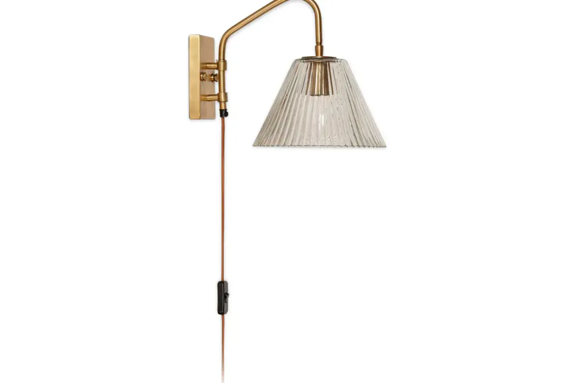 Akoli Glass Wall Lamp - Clear & Antique Brass
