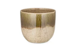 Almeida Reactive Glaze Plant Pot - Olive & Natural