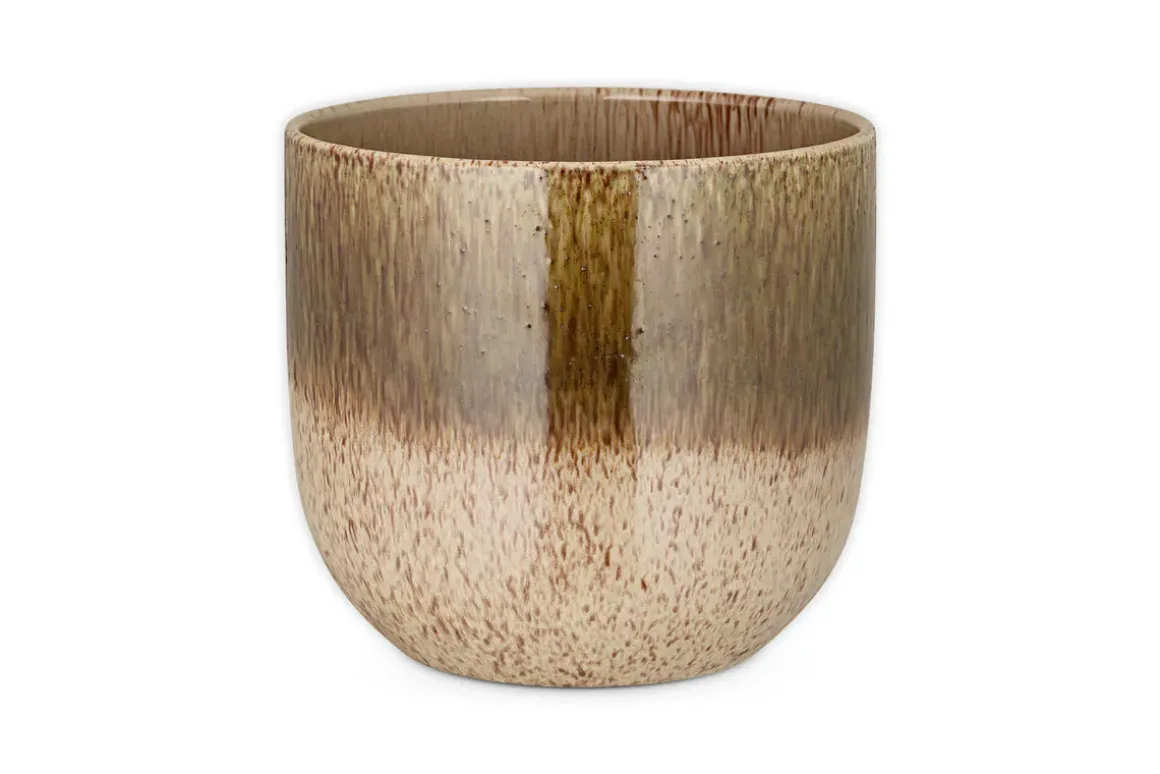 Almeida Reactive Glaze Plant Pot - Olive & Natural