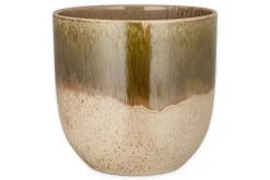 Almeida Reactive Glaze Plant Pot - Olive & Natural