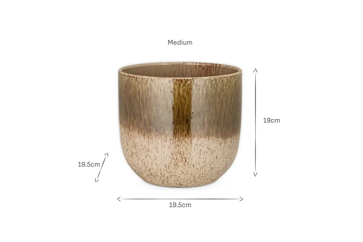 Almeida Reactive Glaze Plant Pot - Olive & Natural
