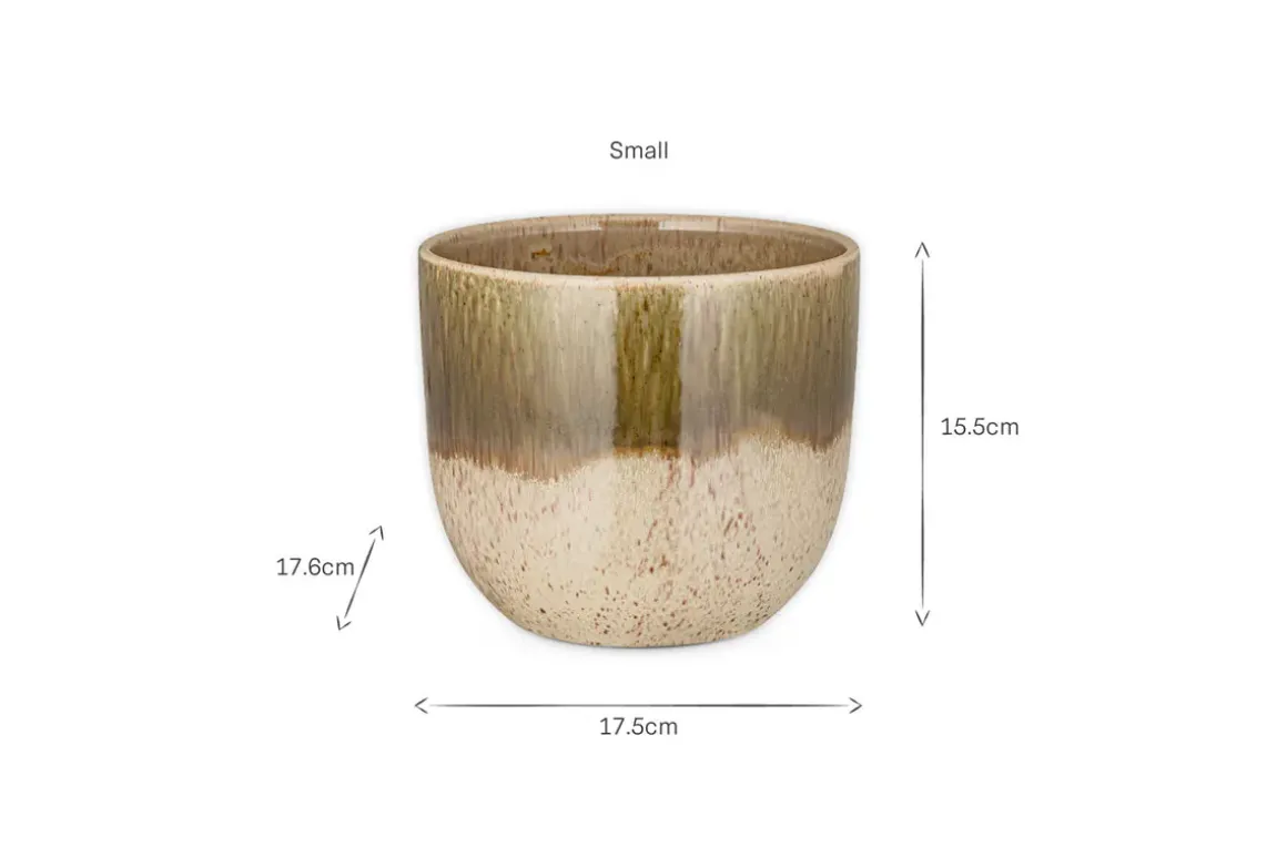 Almeida Reactive Glaze Plant Pot - Olive & Natural