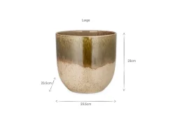 Almeida Reactive Glaze Plant Pot - Olive & Natural