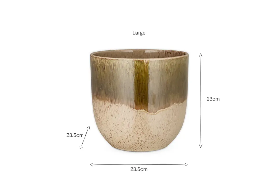 Almeida Reactive Glaze Plant Pot - Olive & Natural
