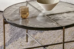Aluva Glass Coffee Table - Clear & Antique Brass
