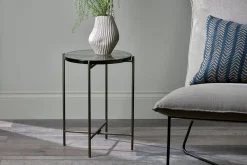 Aluva Glass Side Table - Clear & Antique Brass