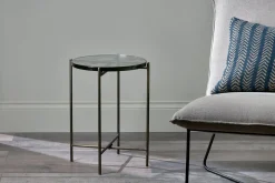 Aluva Glass Side Table - Clear & Antique Brass