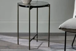 Aluva Glass Side Table - Clear & Antique Brass