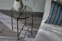 Aluva Glass Side Table - Clear & Antique Brass