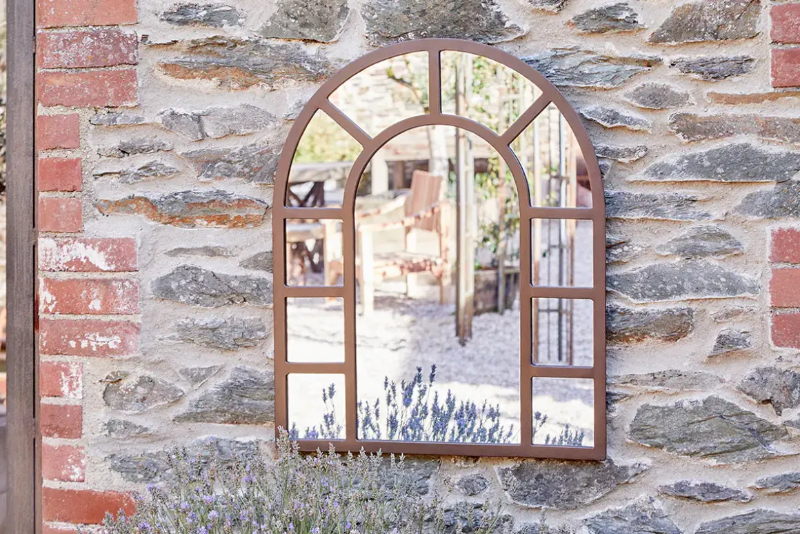 Amaga Arched Outdoor Mirror - Antique Black