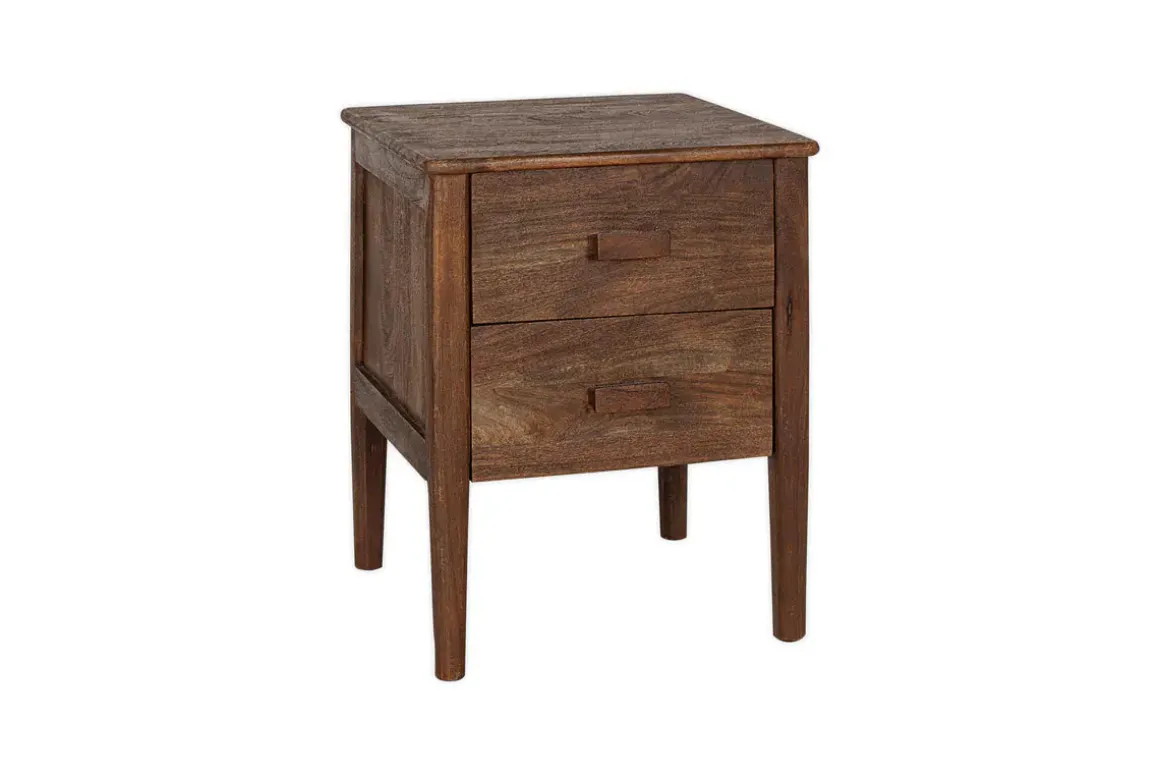 Anbu Acacia Bedside Table - Washed Walnut
