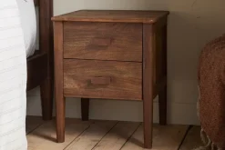 Anbu Acacia Bedside Table - Washed Walnut