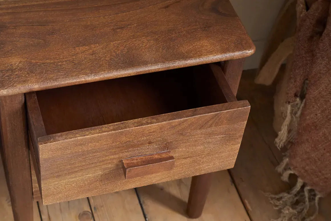 Anbu Acacia Bedside Table - Washed Walnut